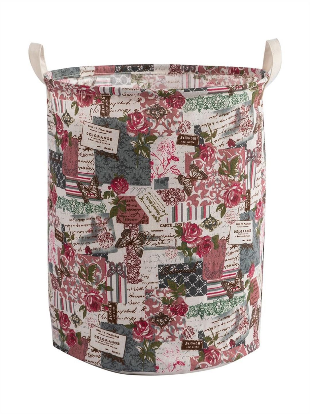 HOKIPO Red & Grey Printed Foldable Laundry Bags -42 Ltr
