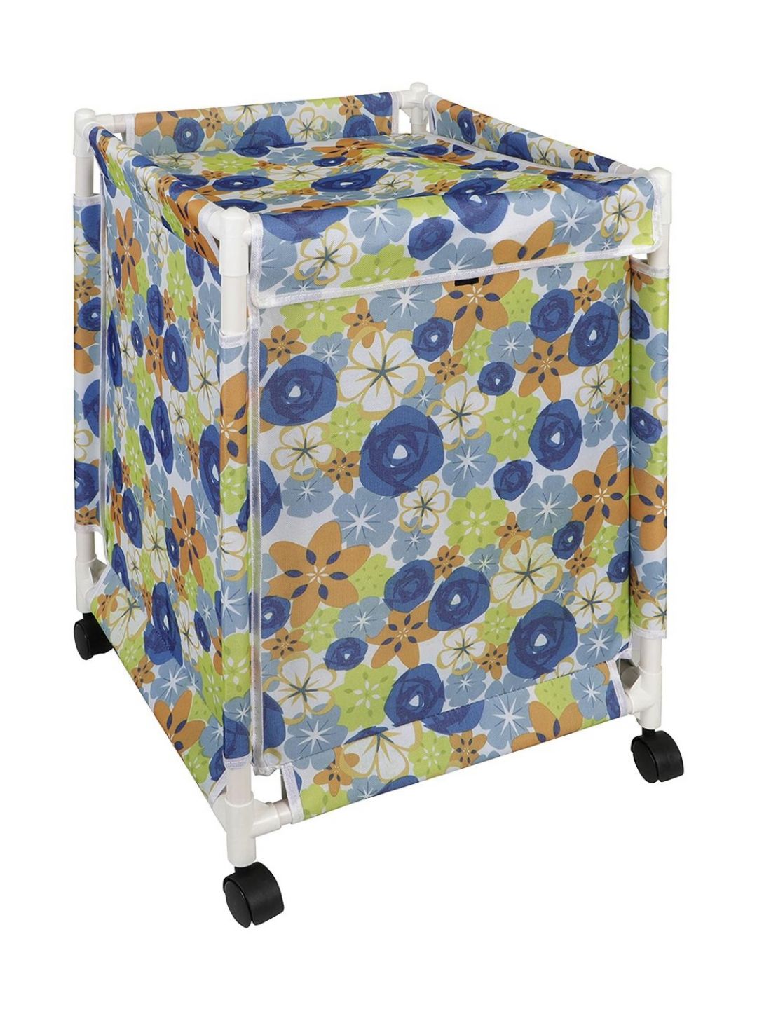 HOKIPO White & Blue Printed Foldable Laundry Bag with Wheels
