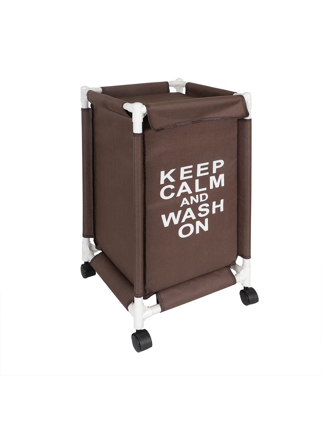 HOKIPO Brown & White Printed Laundry Bag With Wheels