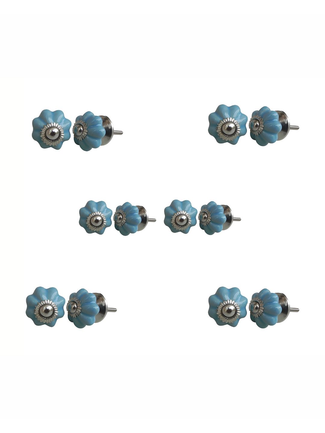 Indianshelf Blue 6 Pieces Glossy Ceramic Knobs