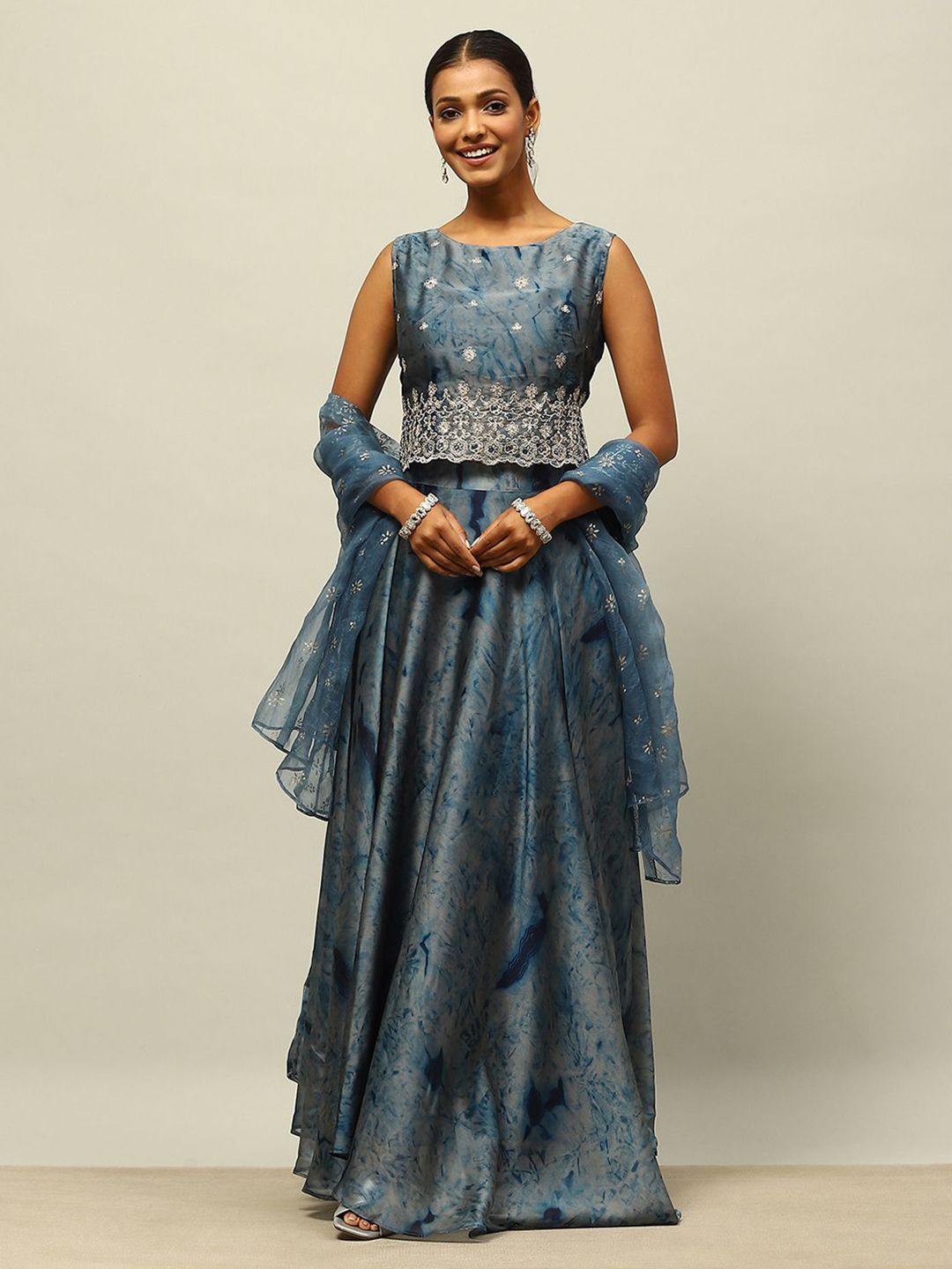 Rangriti Printed Thread Work Ready to Wear Lehenga &