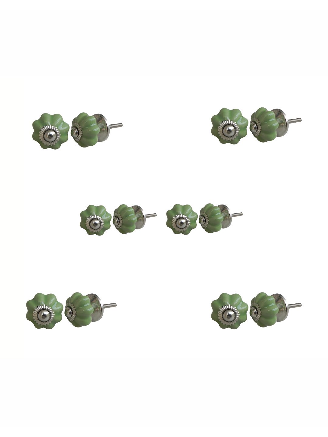 Indianshelf Green 6 Pieces Textured Ceramic Knobs