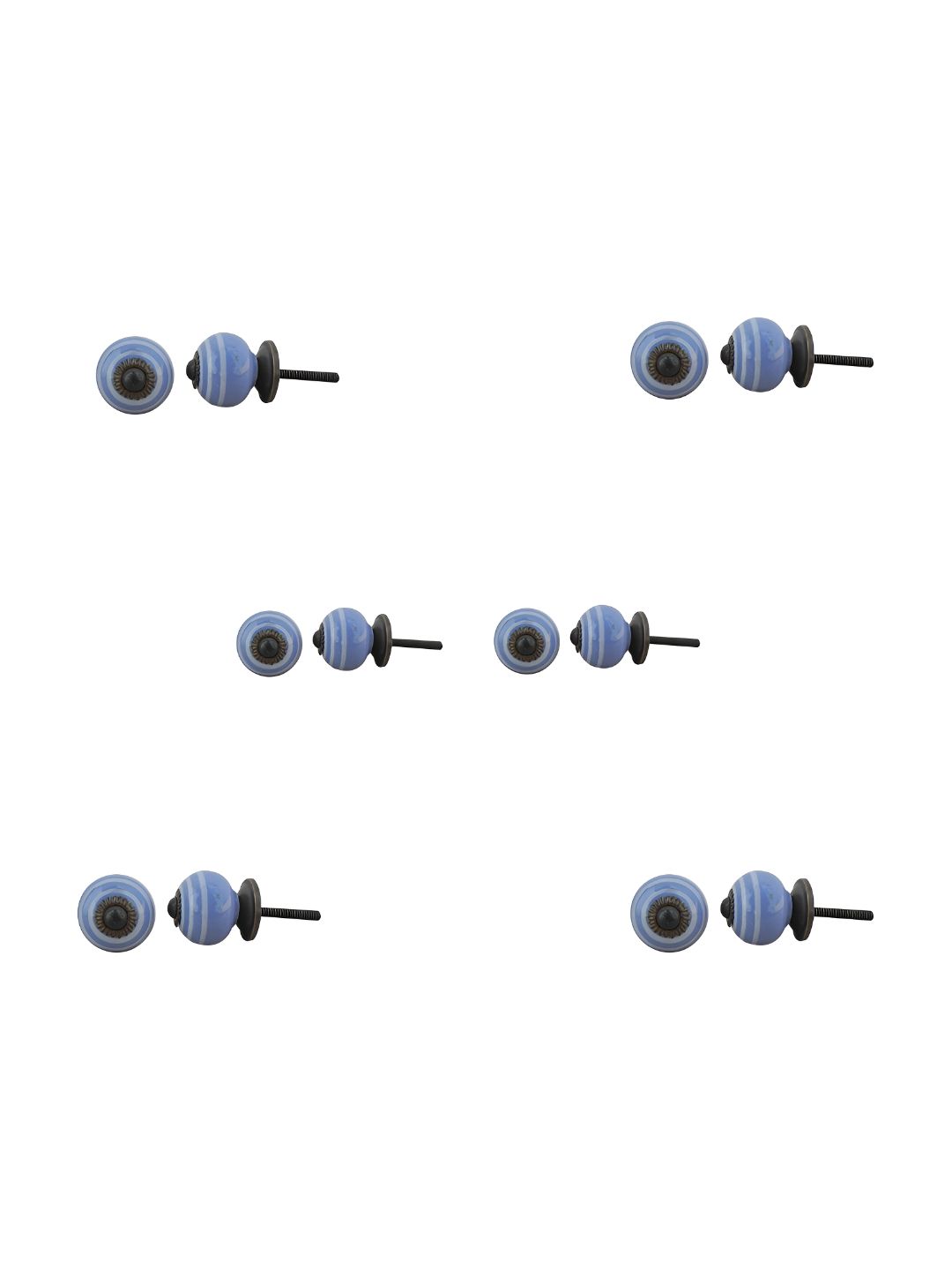 Indianshelf 6-Pcs Blue & White Printed Ceramic Knobs