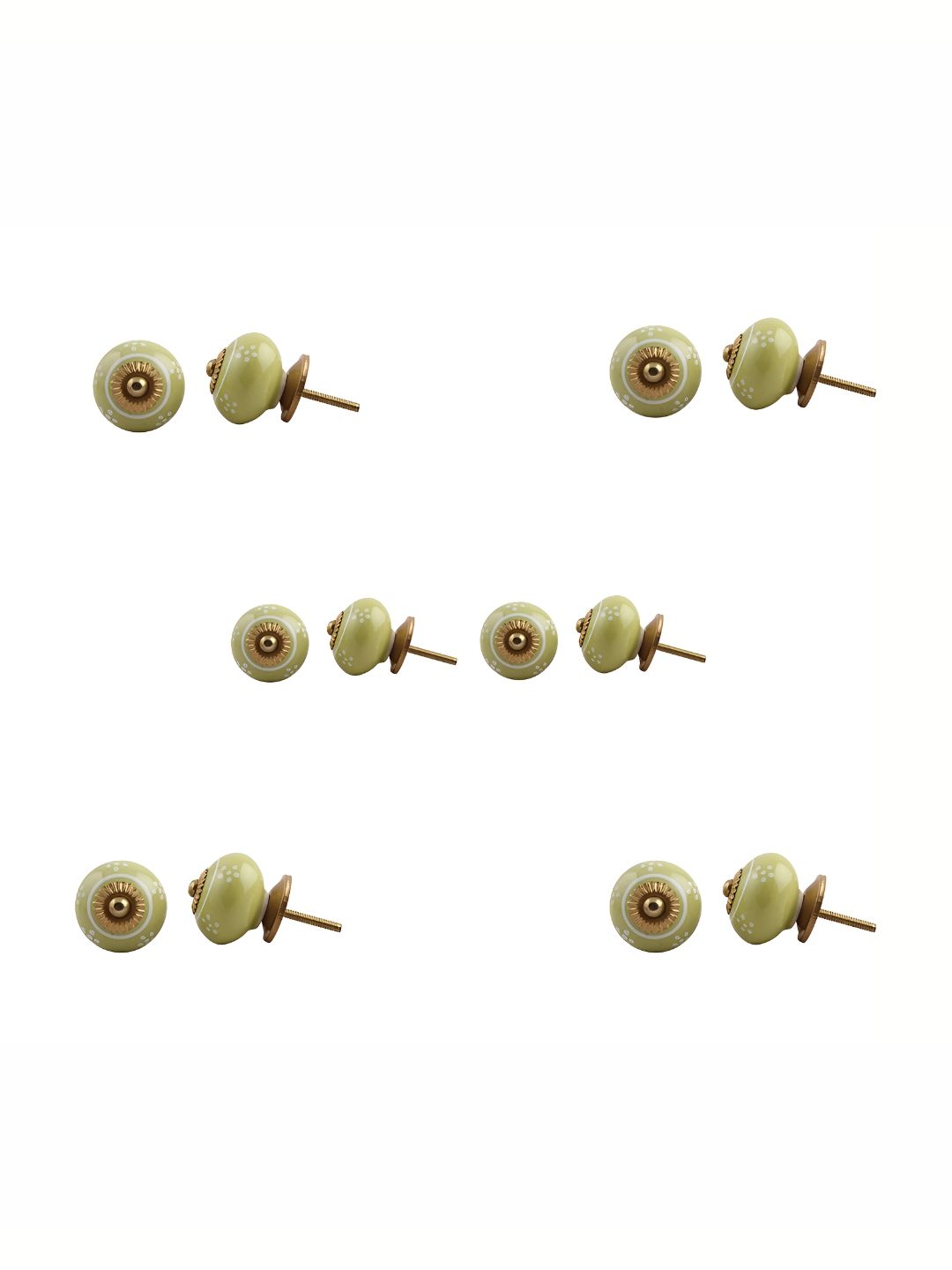 Indianshelf Green 6 Pieces Floral Ceramic Knobs