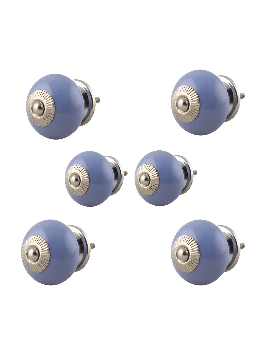 Indianshelf Blue & Silver Toned 6 Pieces Ceramic Knobs