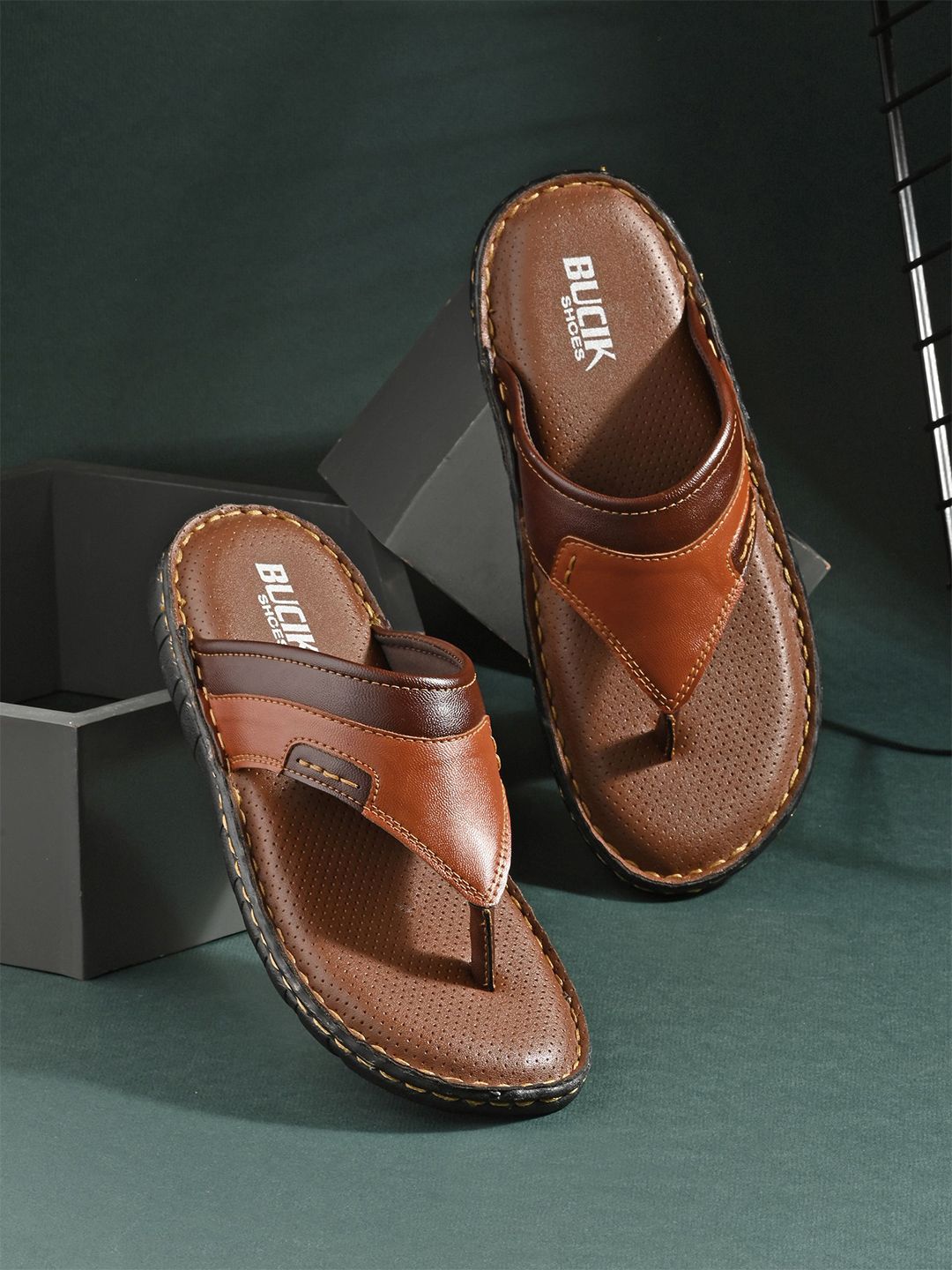 BUCIK Men Colourblocked Casual Thong Flip-Flops