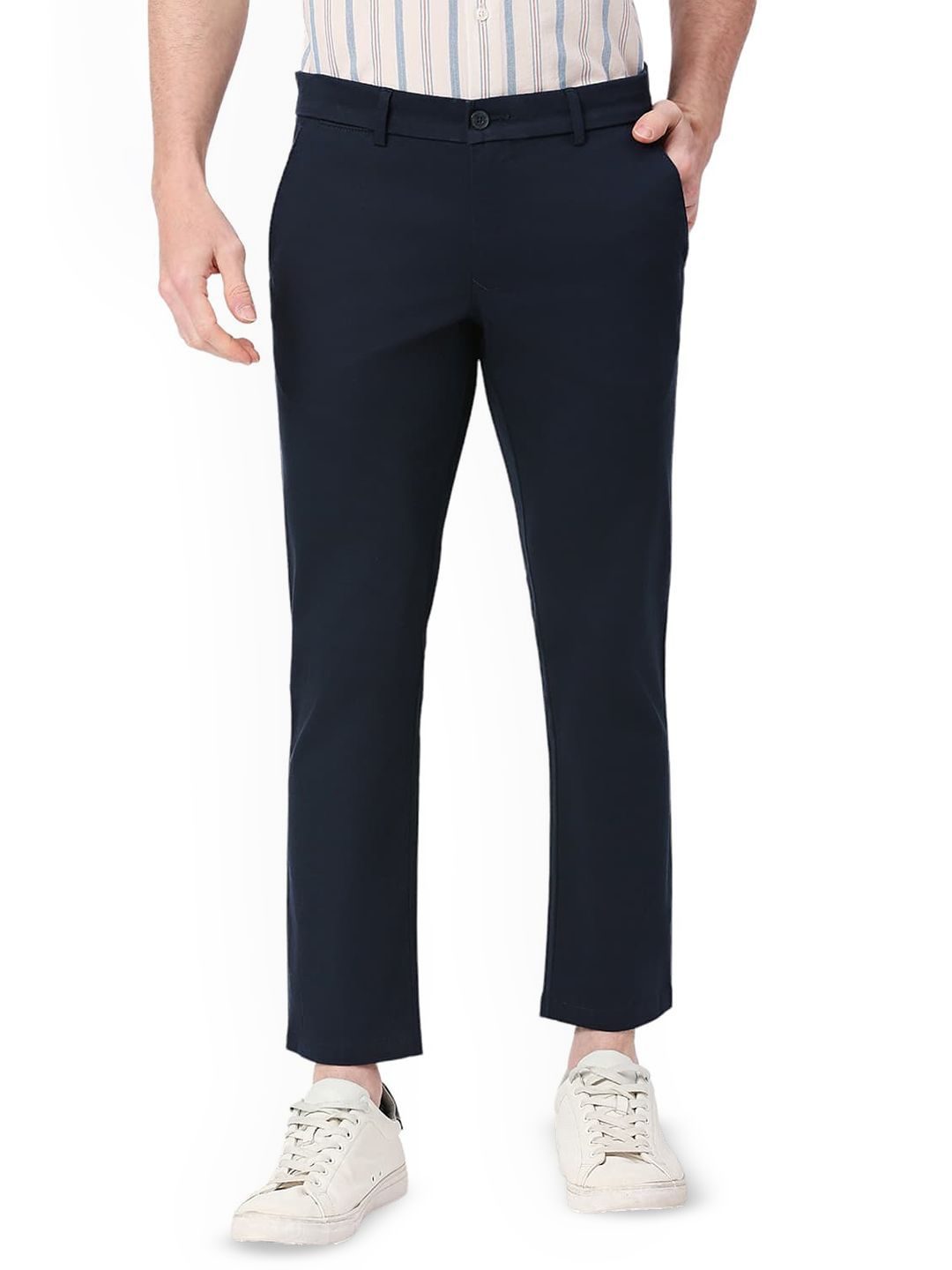 Basics Men Skinny Fit Low-Rise Trousers
