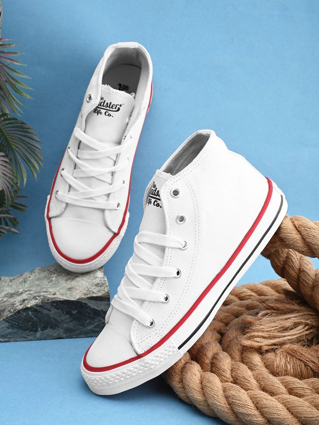 The Roadster Lifestyle Co Women Round Toe Lace-Ups Canvas Sneakers