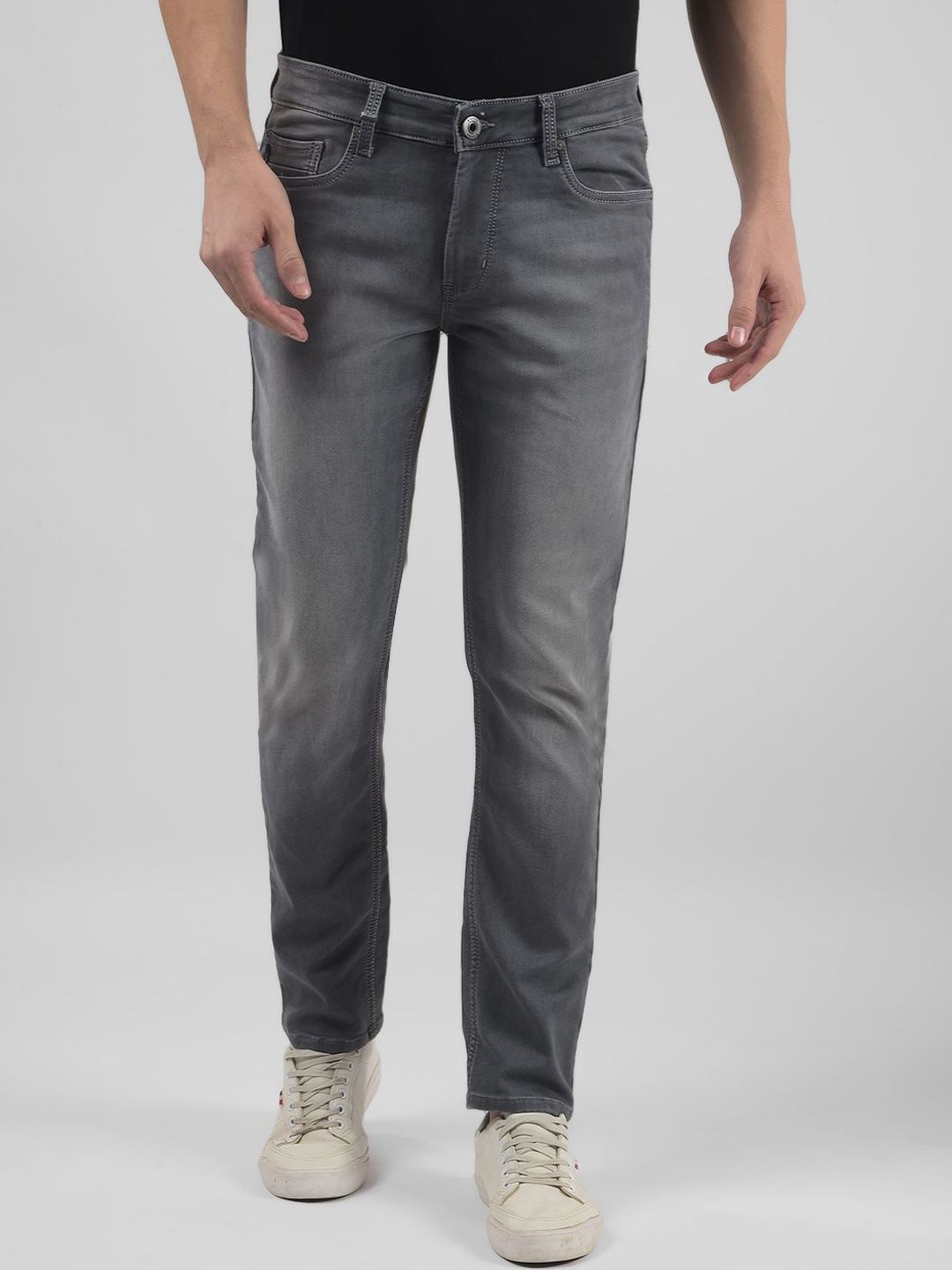 Numero Uno Men Skinny Fit Low-Rise Heavy Fade Stretchable Jeans