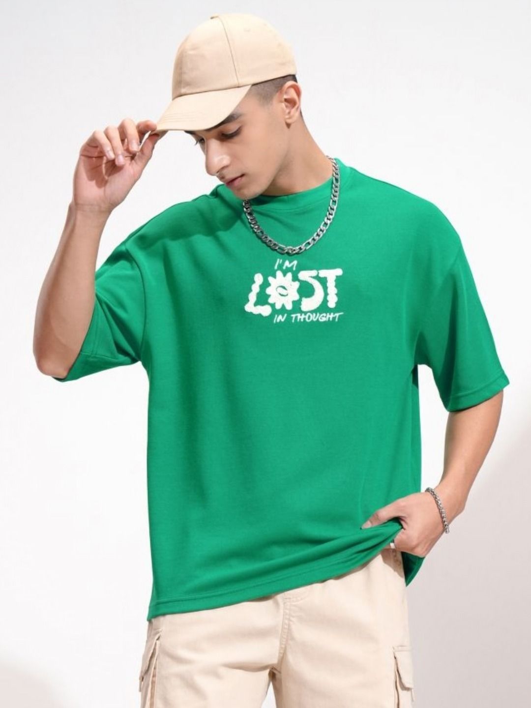 HIGHLANDER Men Drop-Shoulder Sleeves Oversized T-shirt