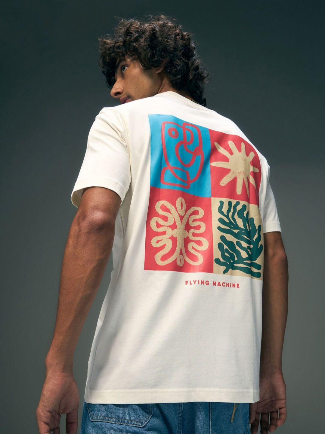 Flying Machine Street Vibe Graphic Printed Pure Cotton Relaxed Fit T-shirt