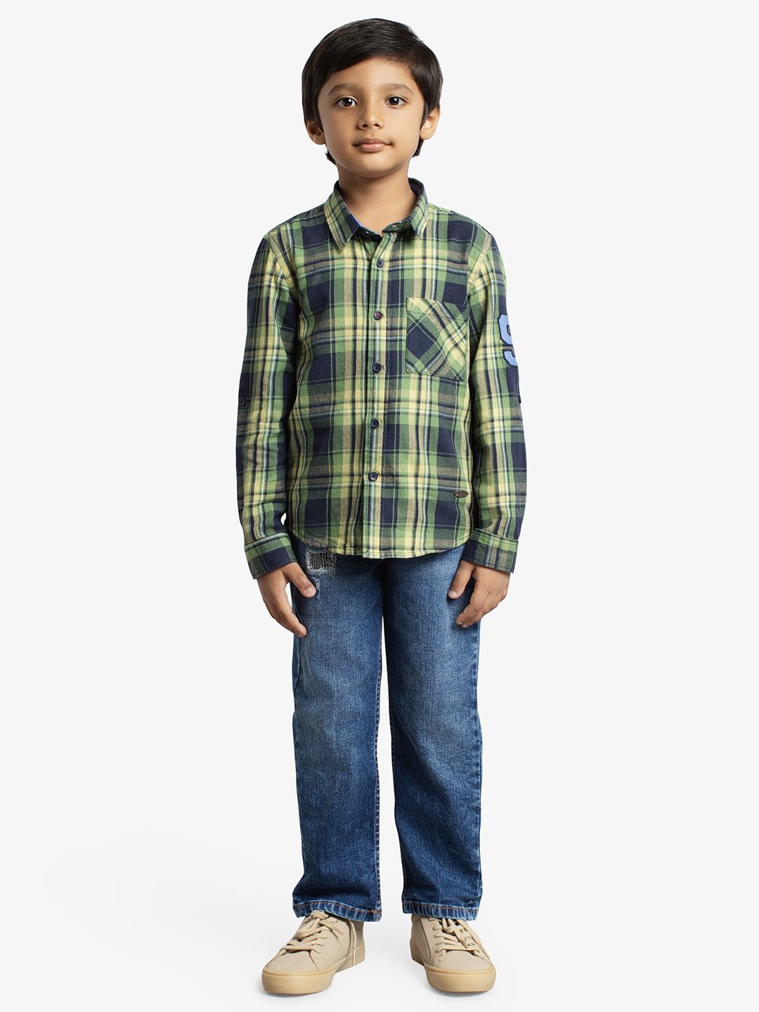 Ed-a-Mamma Boys Premium Opaque Checked Casual Shirt