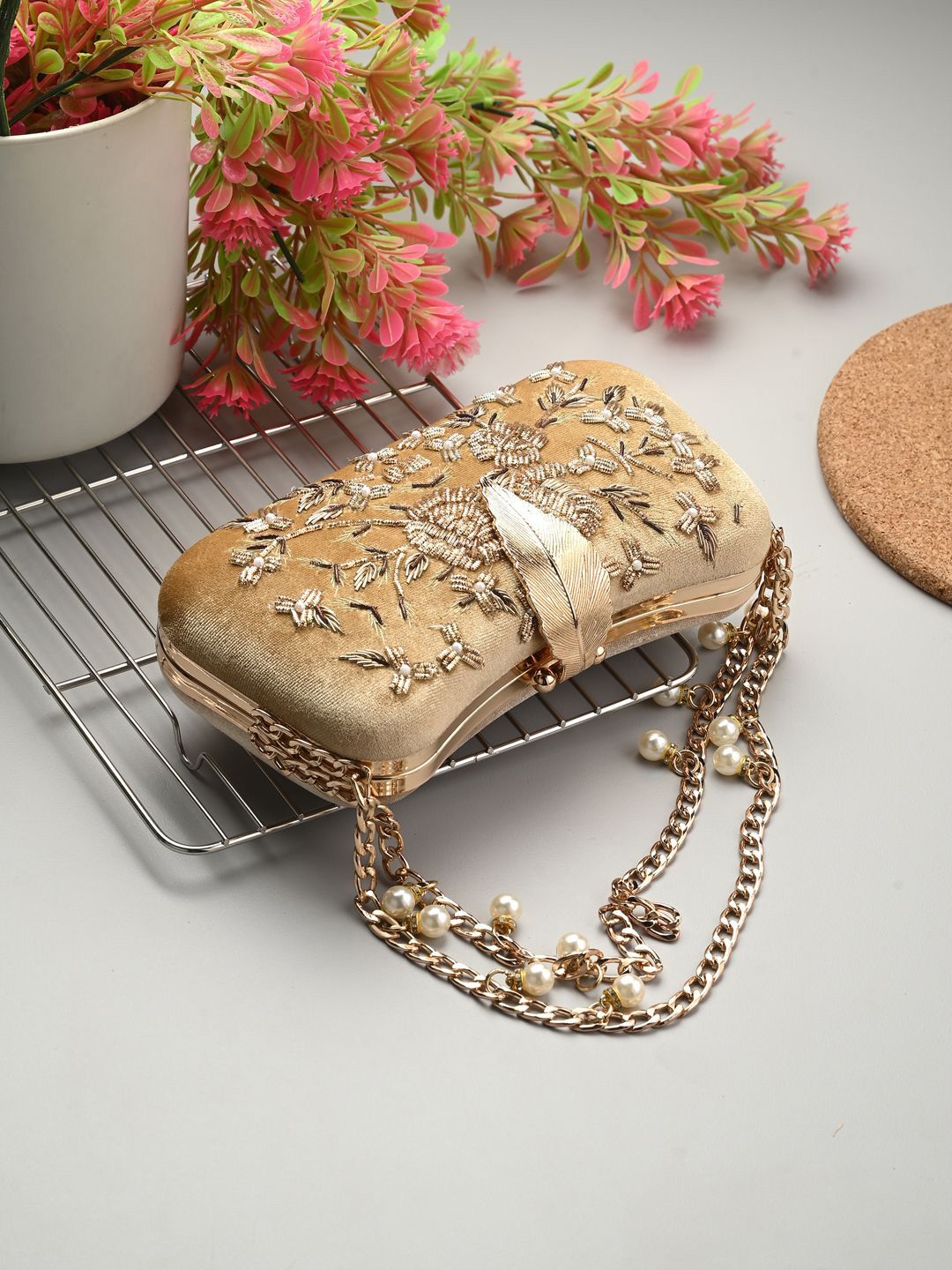 Sangria Embellished Box Clutch