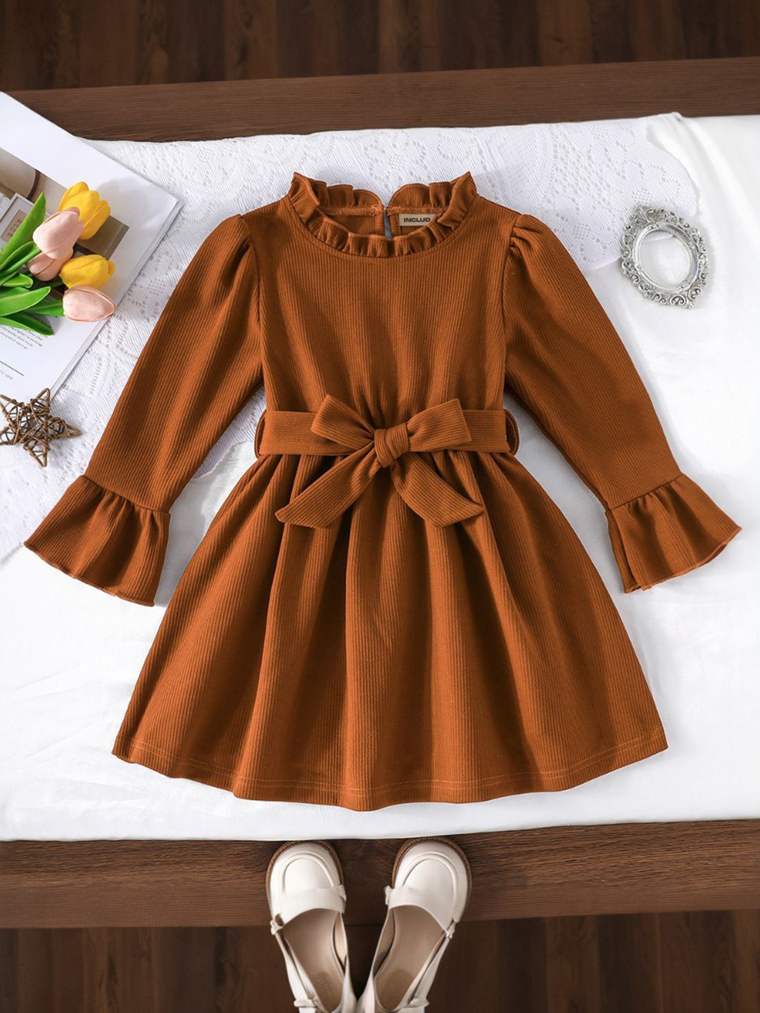 INCLUD Bell Sleeve Fit & Flare Dress