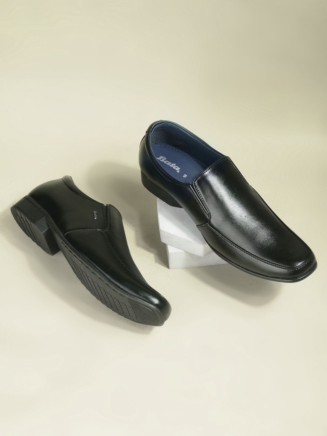 Bata Bata Men Leather Formal Slip-Ons