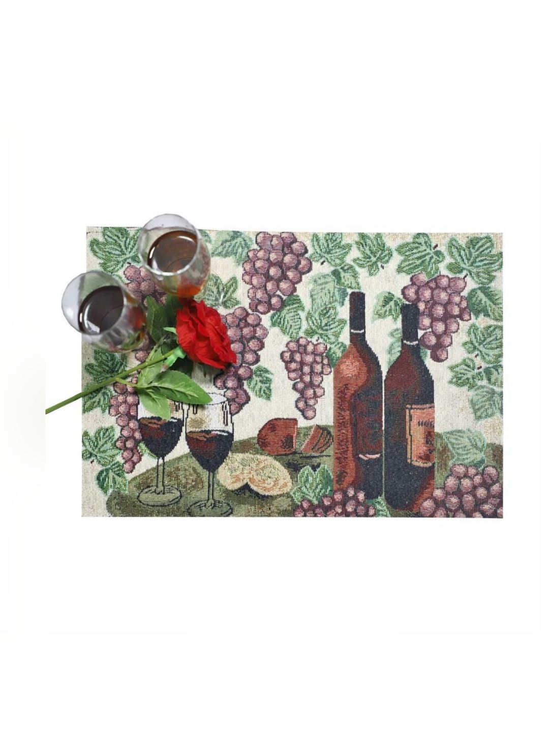 PRAKARTIK Set of 6 Green & Brown Printed Christmas Cotton Dining Table Placemats