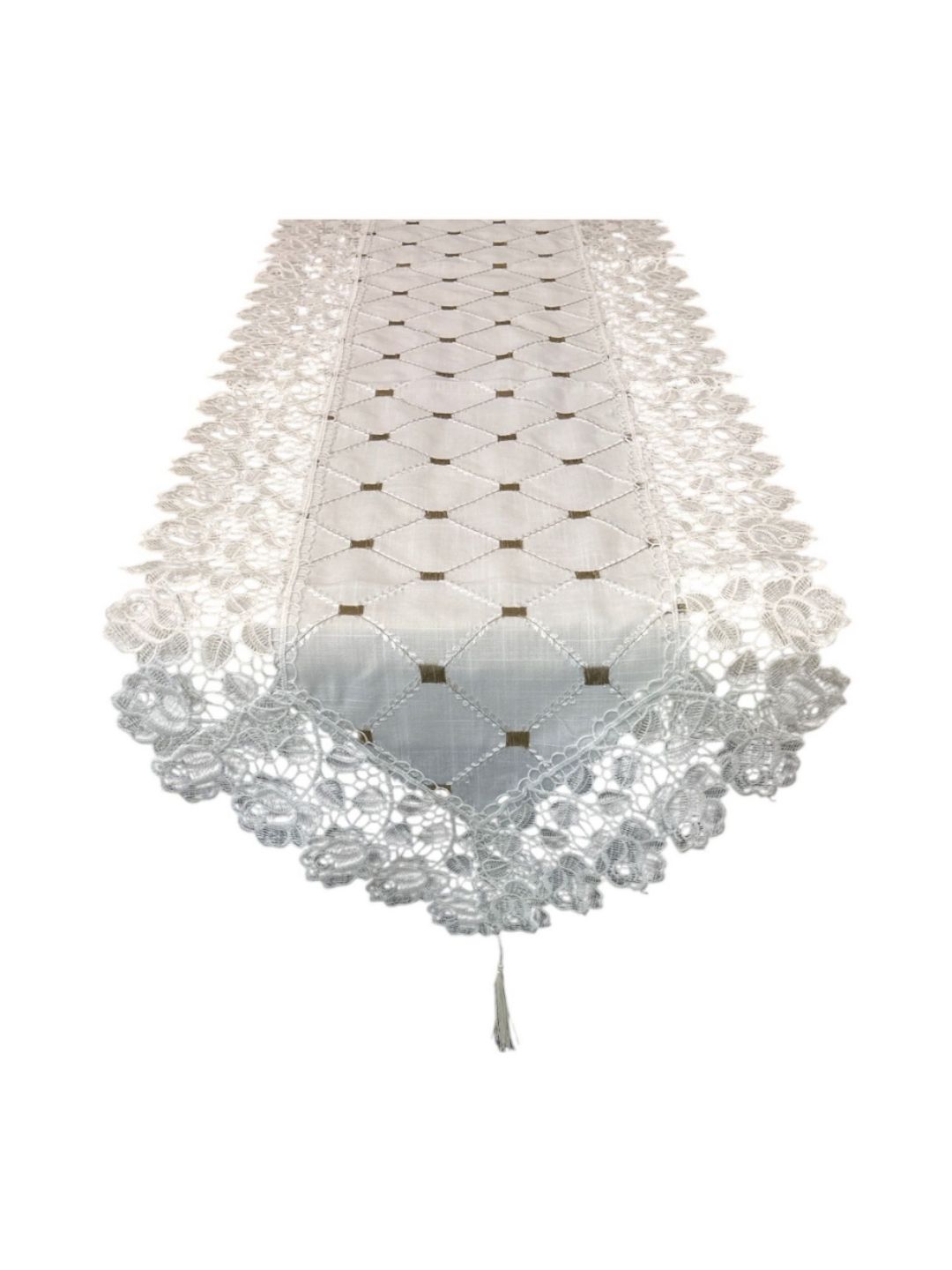 MONKDECOR White Embroidered Table Runner