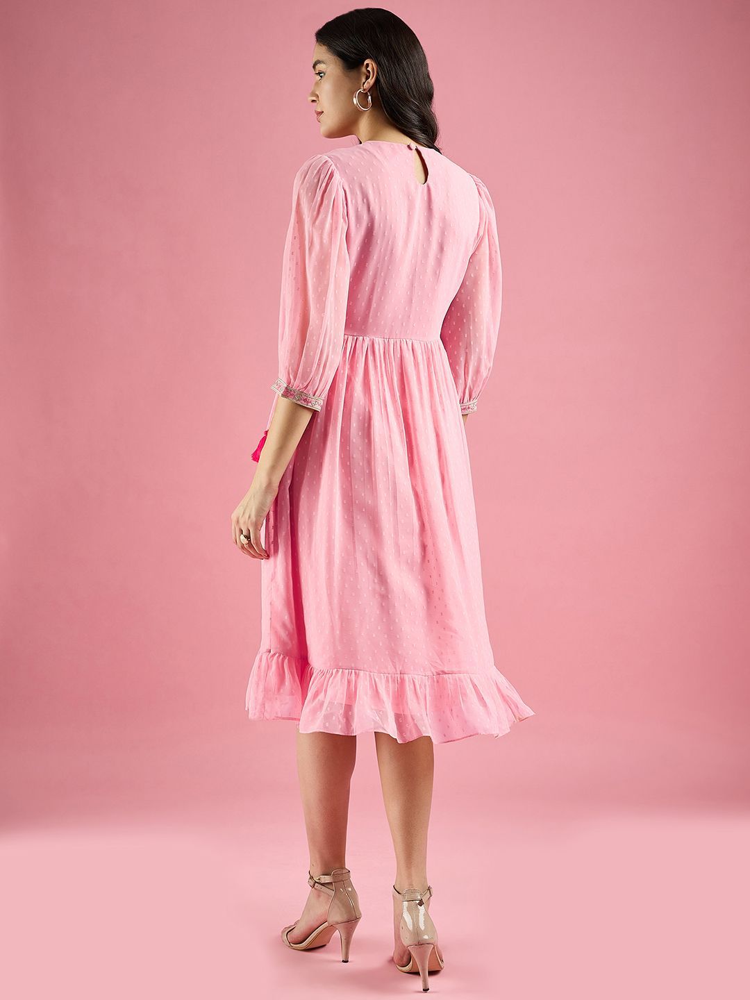Buy DressBerry Print Puff Sleeve Georgette Dress - Dresses for