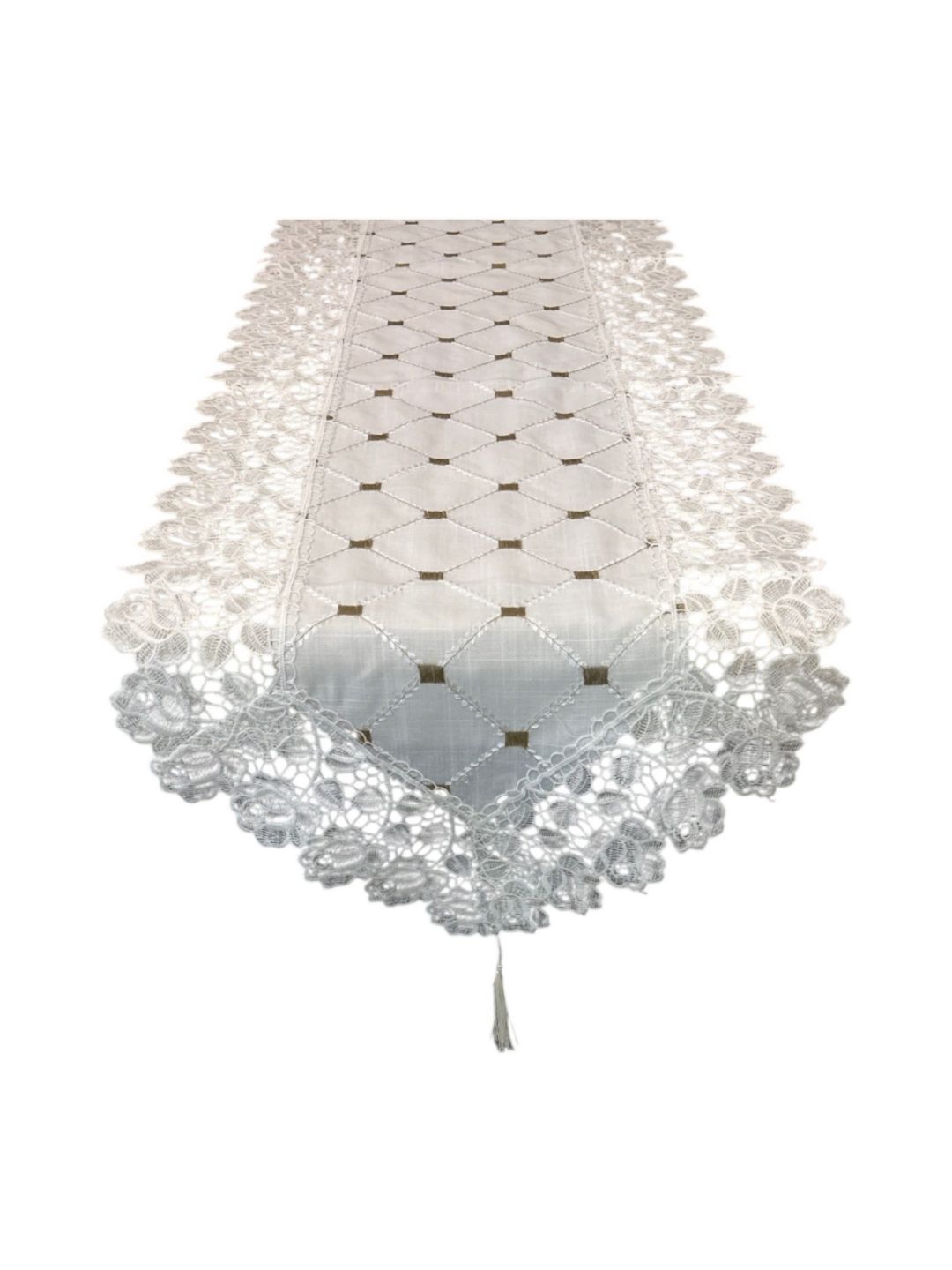 TANLOOMS White Embroidered Table Runner