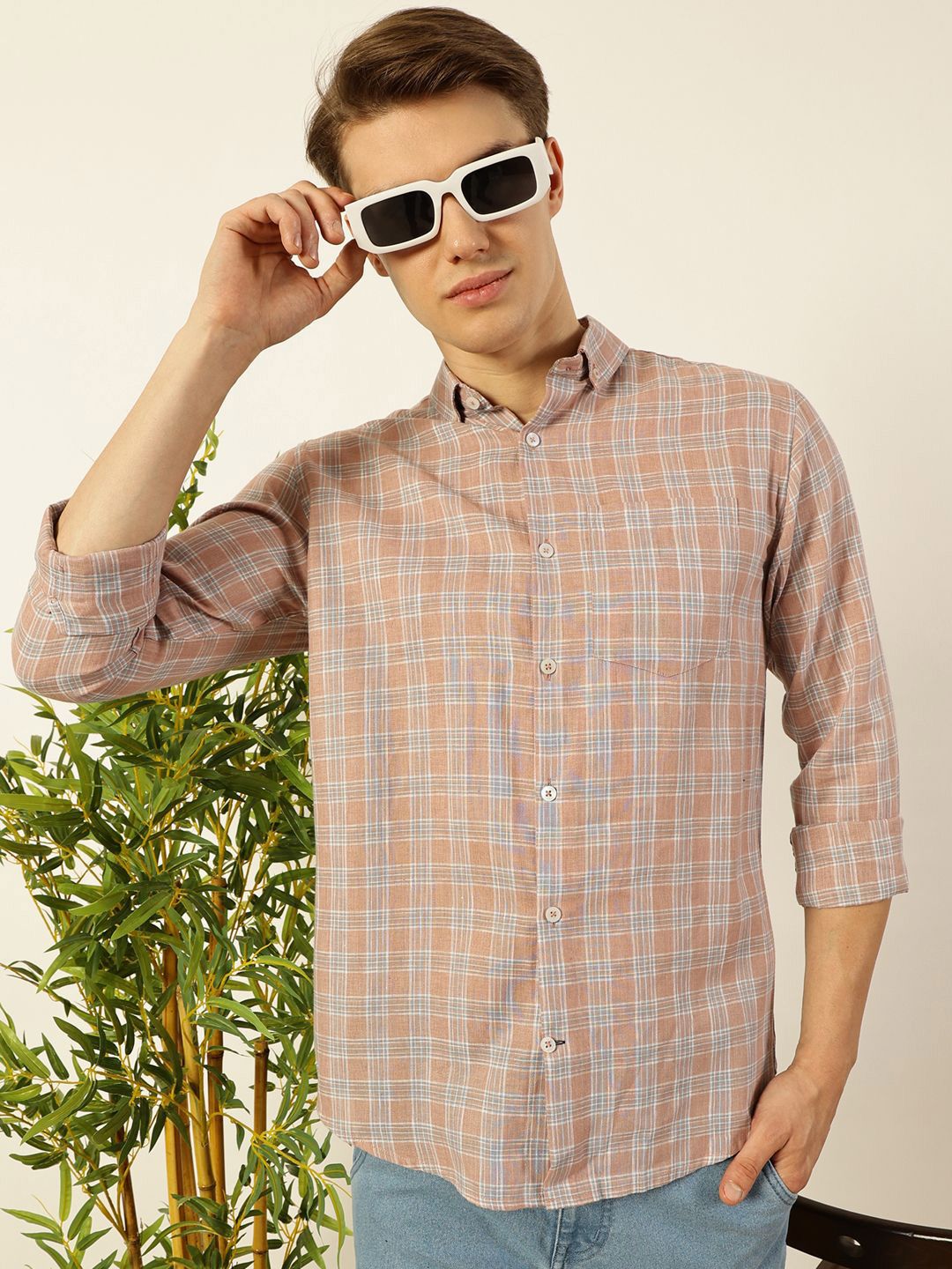 Mast & Harbour Men Premium Tartan Checks Opaque Checked Casual Shirt