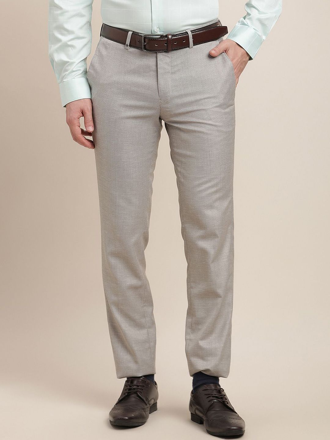 Turtle Men Tailored Mid-Rise Slim Fit Formal Trouser