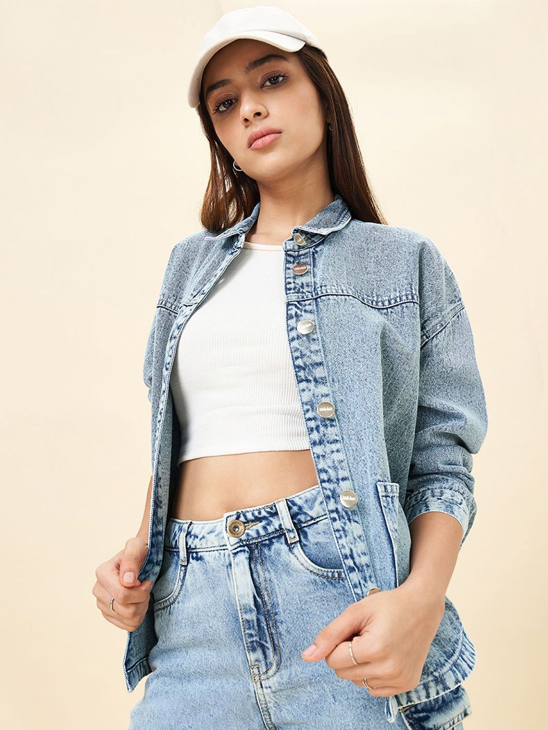 Coolsters by Pantaloons Girls Cotton Shirt Style Crop Top