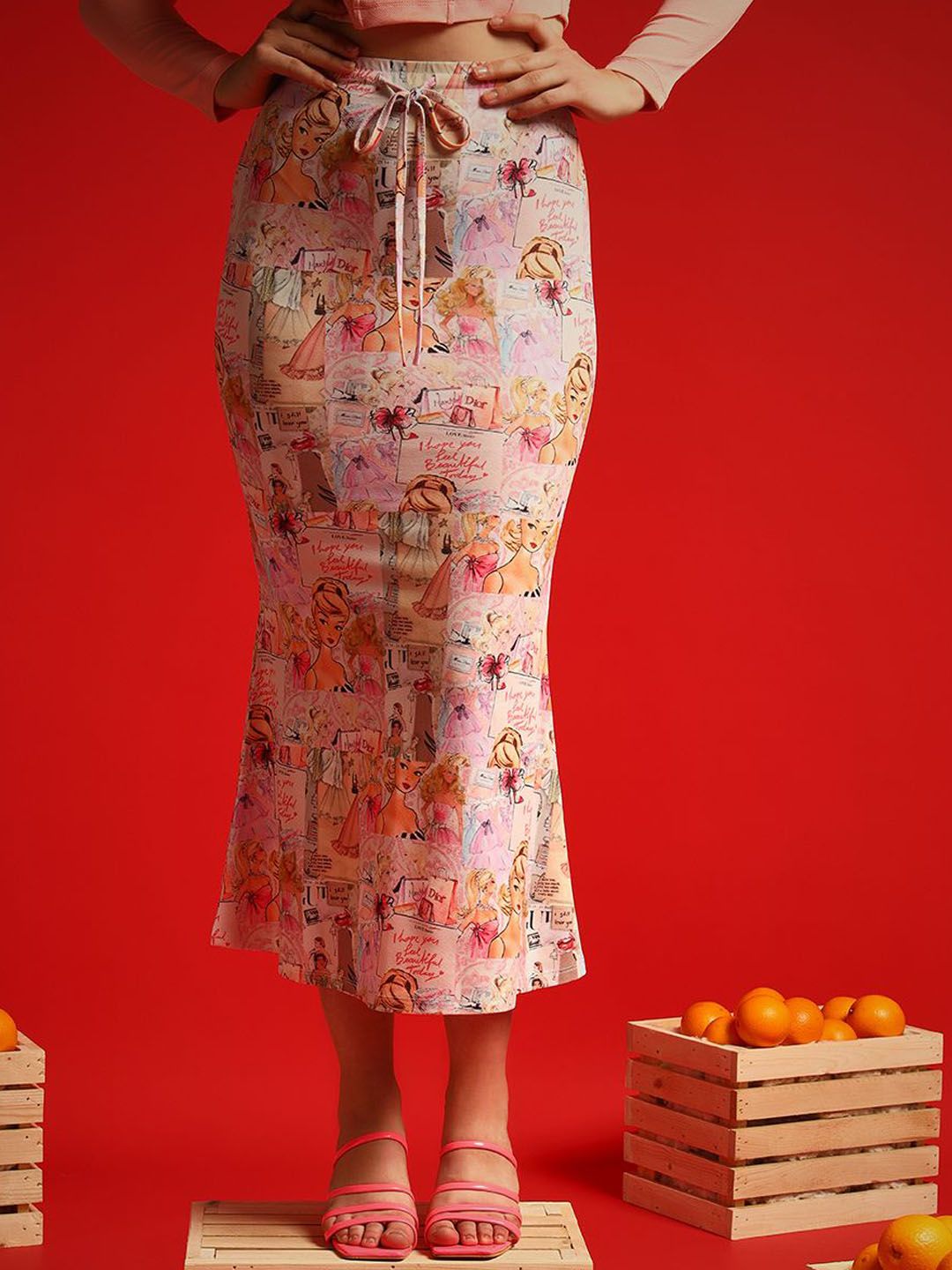 BAESD Women Printed Pencil Midi Skirt
