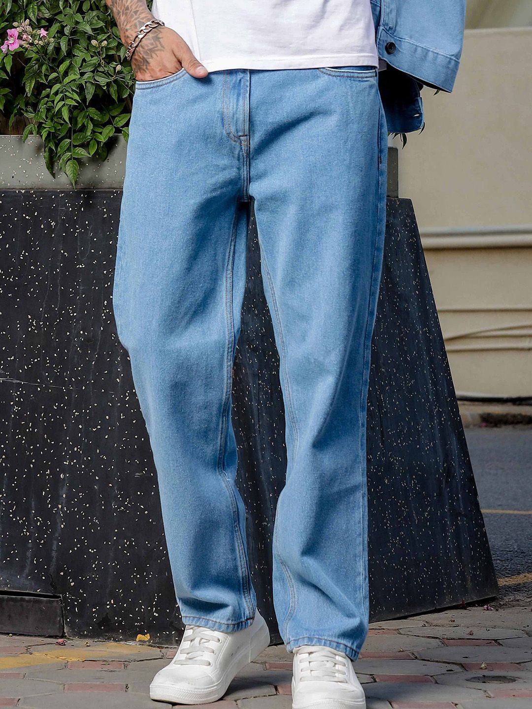 W.T.F - Witnessing True Fashion Men Smart Pure Cotton Relaxed Fit Mid-Rise Jeans