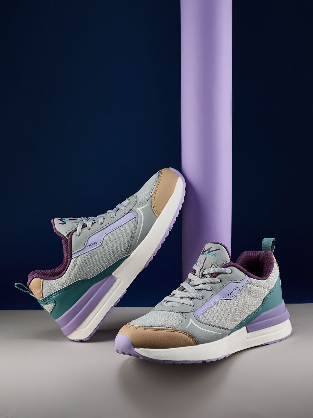 Campus Women RASSLE Colourblocked Lace-Up Sneakers