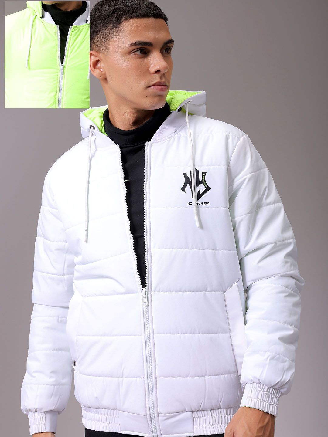The Indian Garage Co Men Lightweight Puffer Jacket with Embroidered