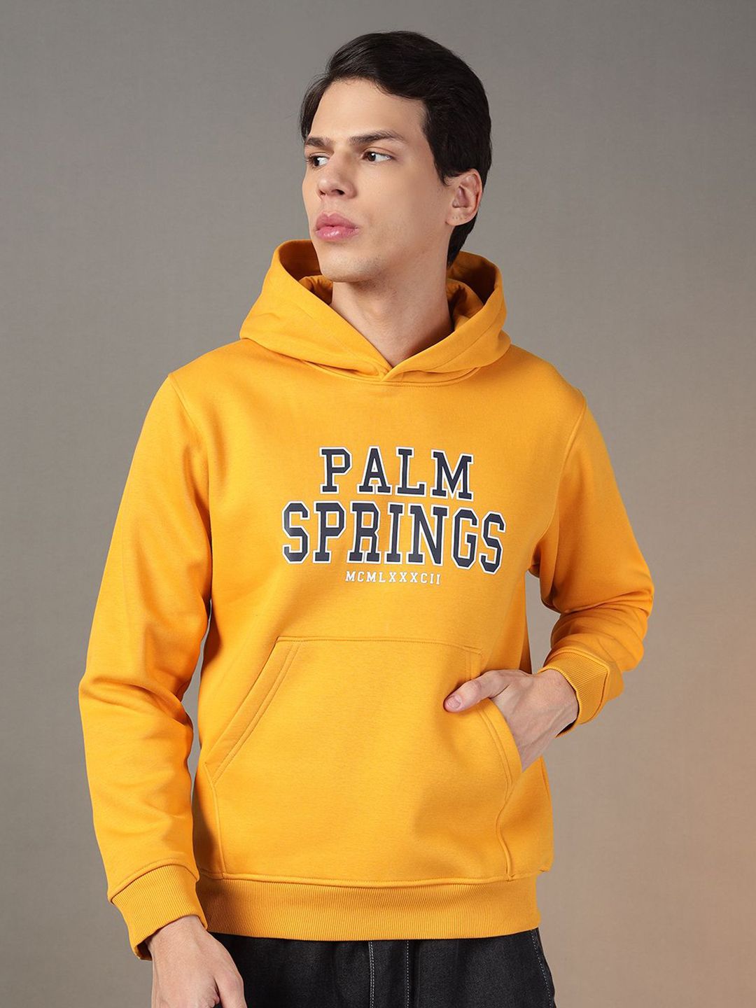 FCK GOLD Men Typography Printed Hooded Sweatshirt