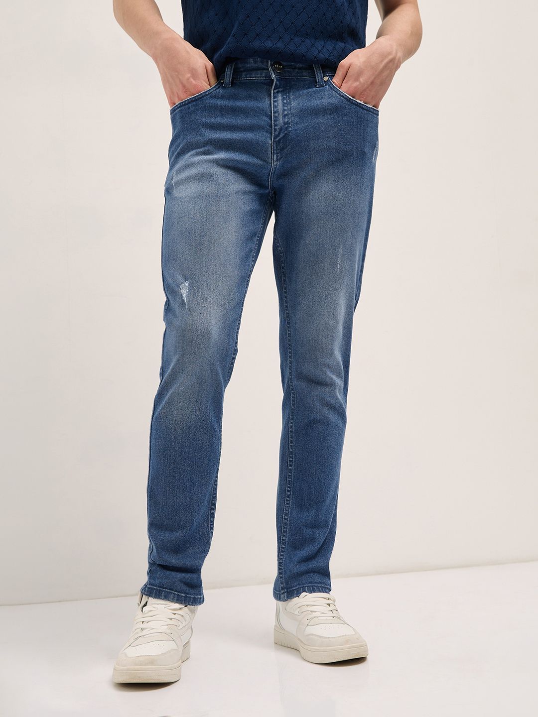 THE BEAR HOUSE THE BEAR HOUSE Men Cotton Slim Fit Light Fade Jeans