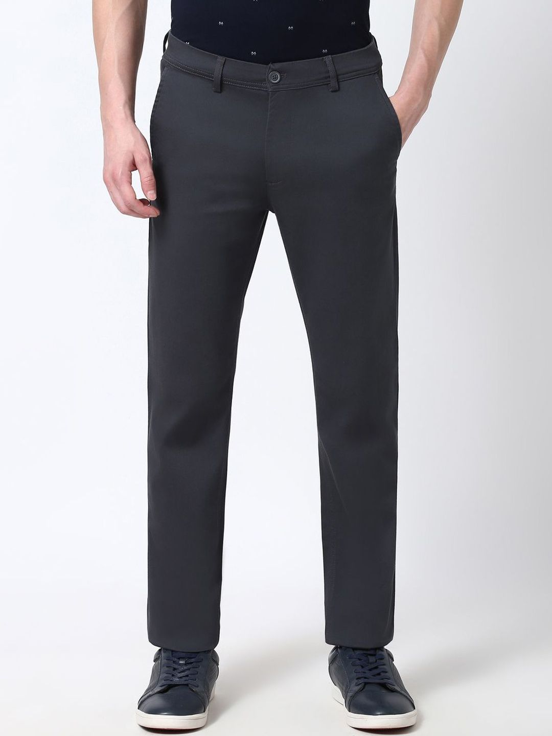Peter England Casuals Men Super Slim Fit Mid-Rise Formal Trousers