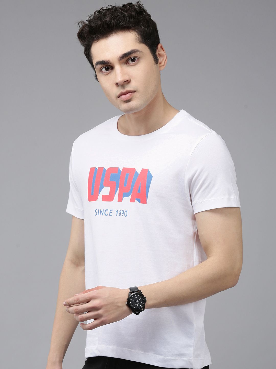 U.S. Polo Assn. Brand Logo Printed Pure Cotton Slim Fit T-shirt