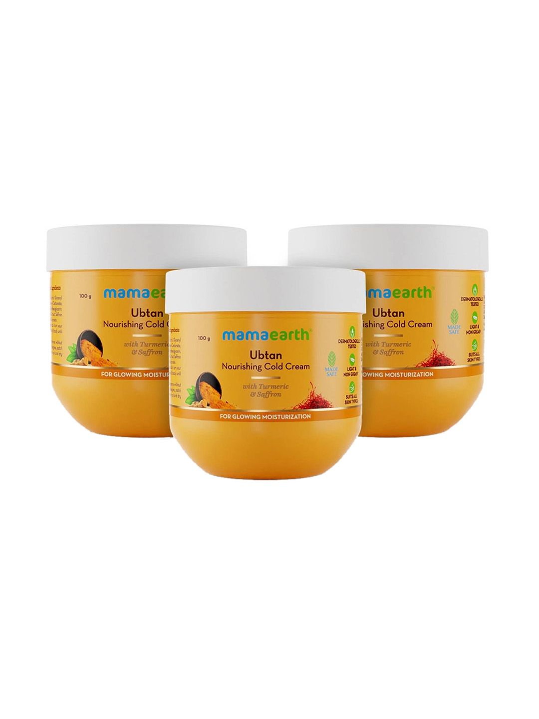 Mamaearth Mamaearth Set Of 3 Ubtan Nourishing Cold Cream With Turmeric & Saffron - 100 g Each