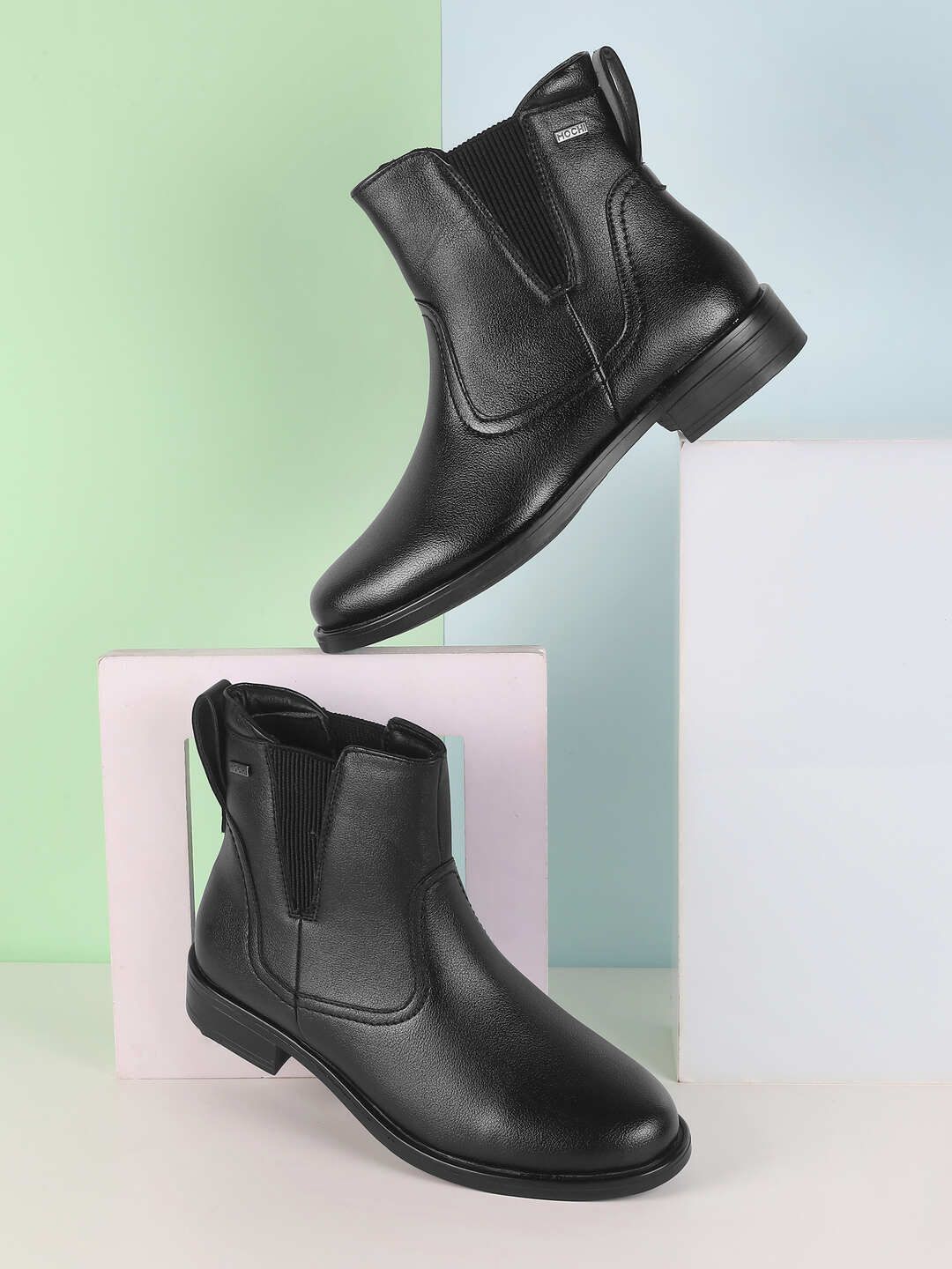 Mochi Women Casual Block-Heeled Chelsea Boots