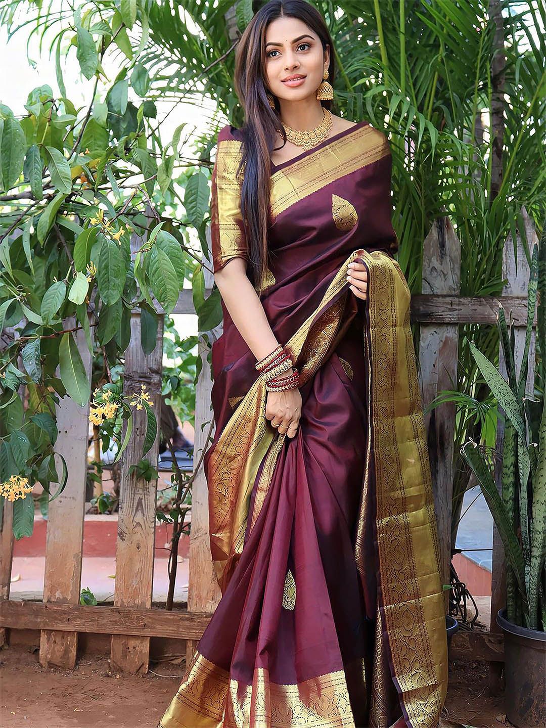 Anouk Woven Design Zari Kanjeevaram Saree