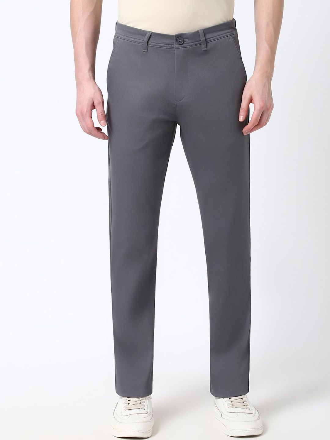 Peter England Casuals Men Cotton Super Slim Fit Regular Trousers