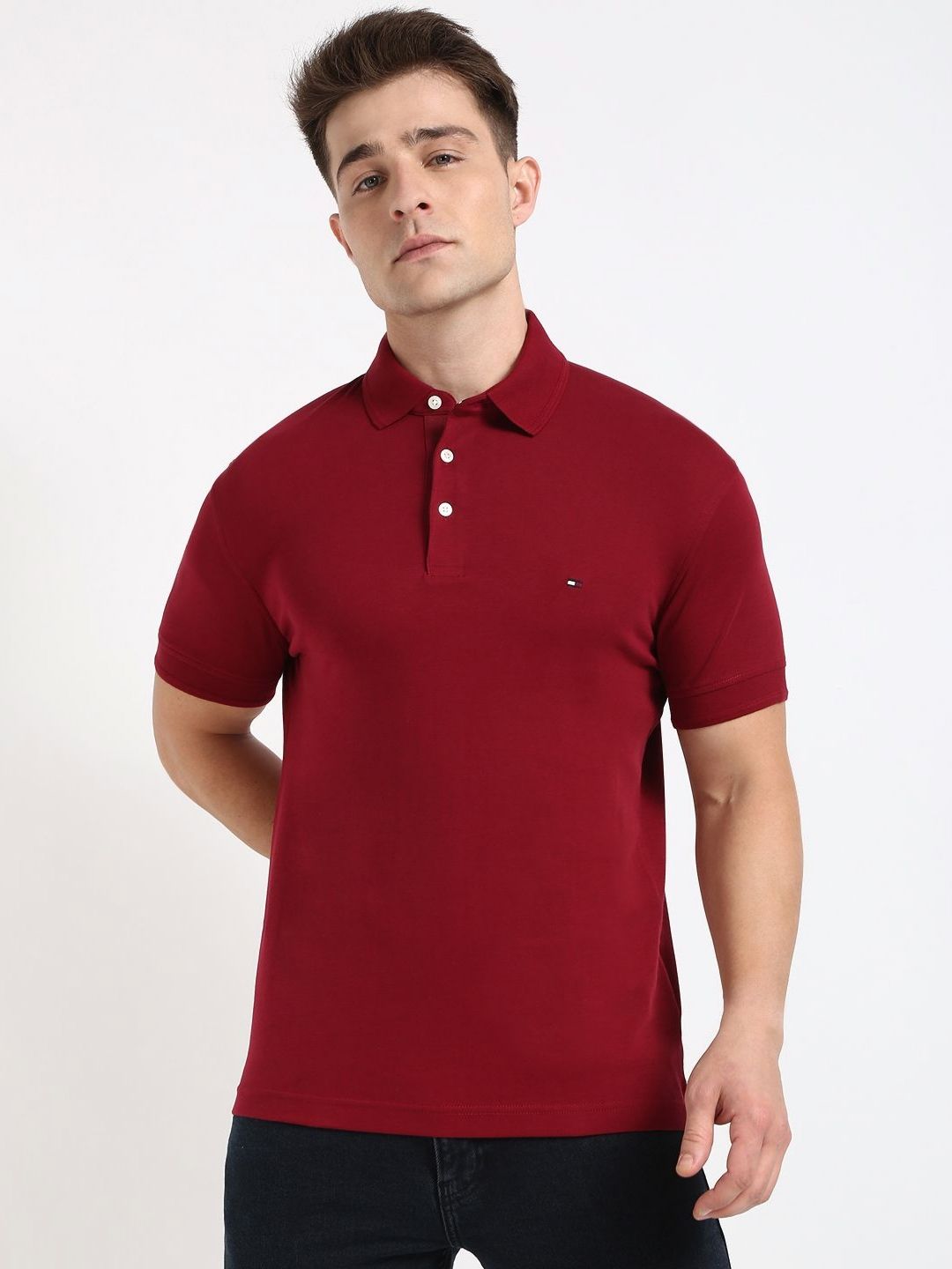 Tommy Hilfiger Tommy Hilfiger Men M DC ESS INTERLOCK Solid Cotton Slim Fit T-shirt