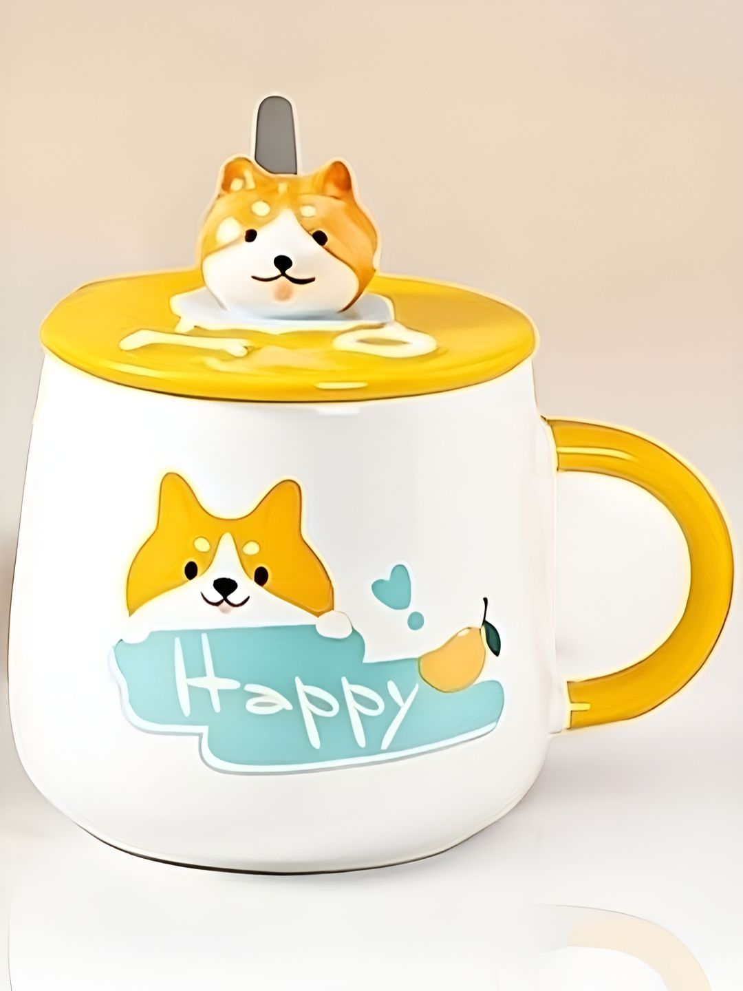 BonZeaL Yellow Typography Ceramic Microwave Safe Mug-400ml