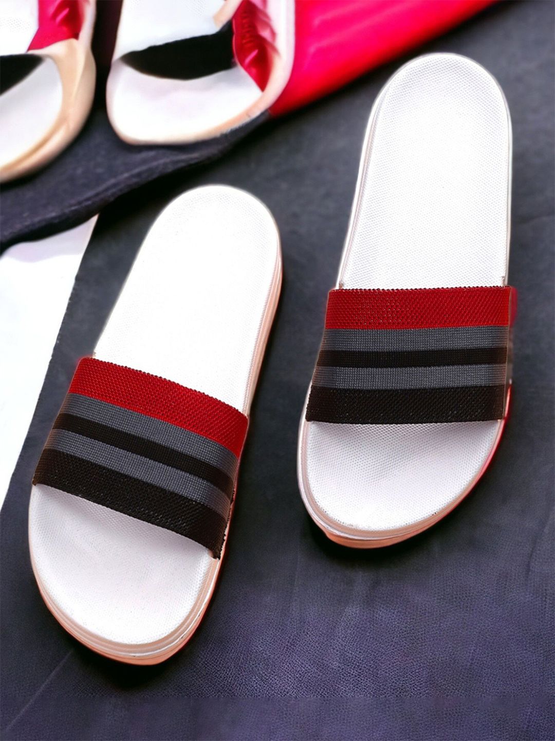 KAPYANSH Men Striped Sliders