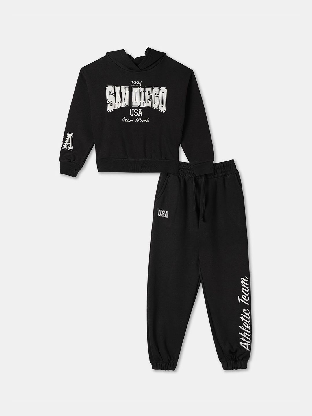 R&B Kids Printed Hooded Pure Cotton Sweatshirt with Joggers