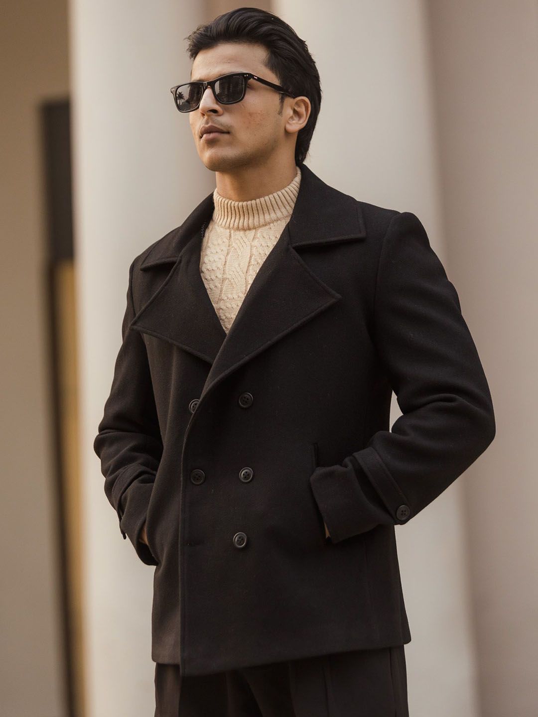 Buy JAVINISHKA Double-Breasted Pea Coat - Coats for Men 31773676