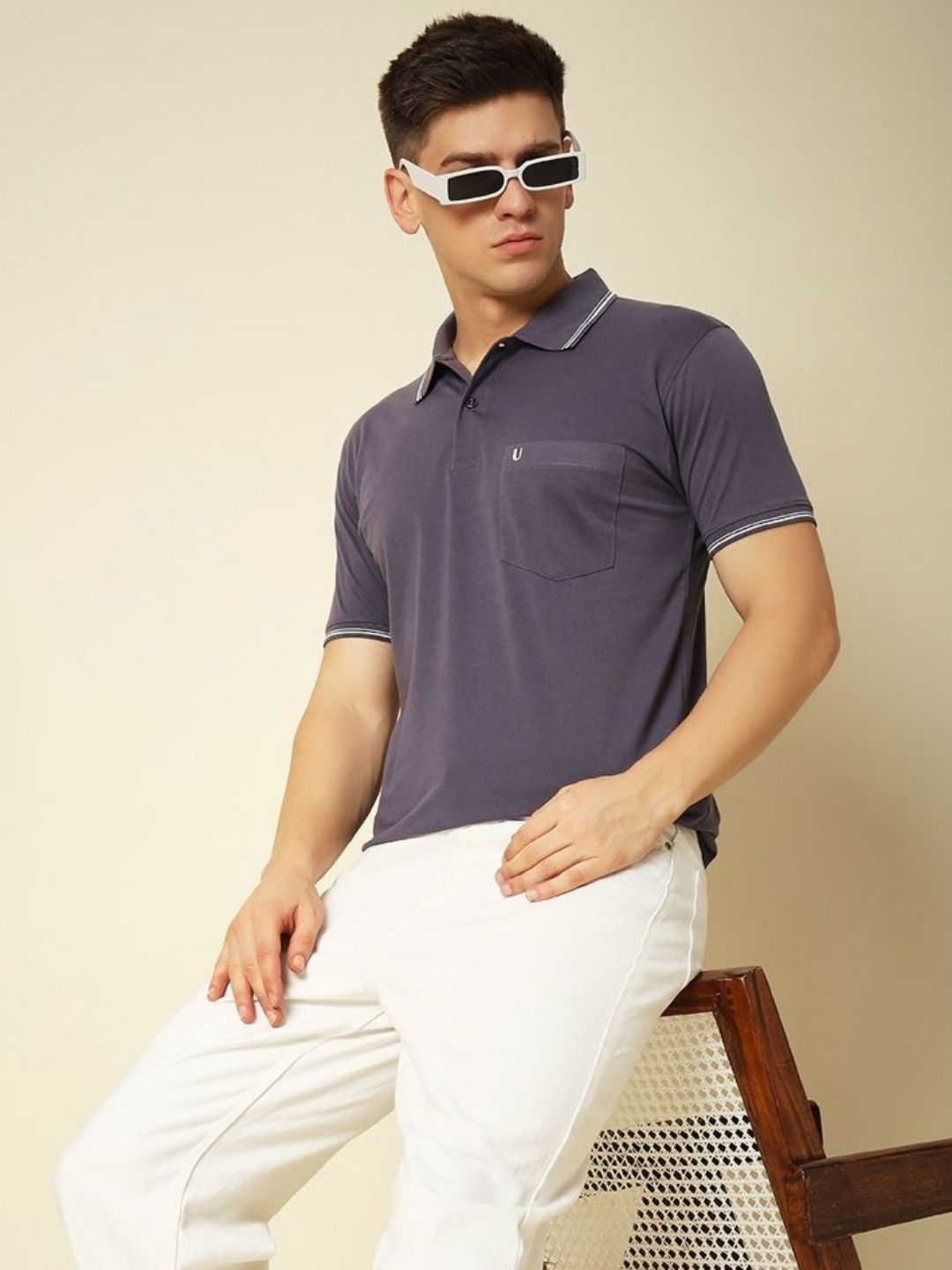 UNIBERRY Men Polo Collar T-shirt
