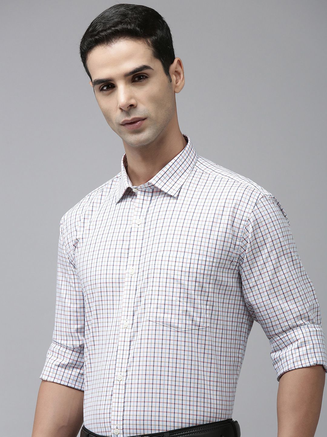 Park Avenue Slim Fit Micro Checked Pure Cotton Formal Shirt