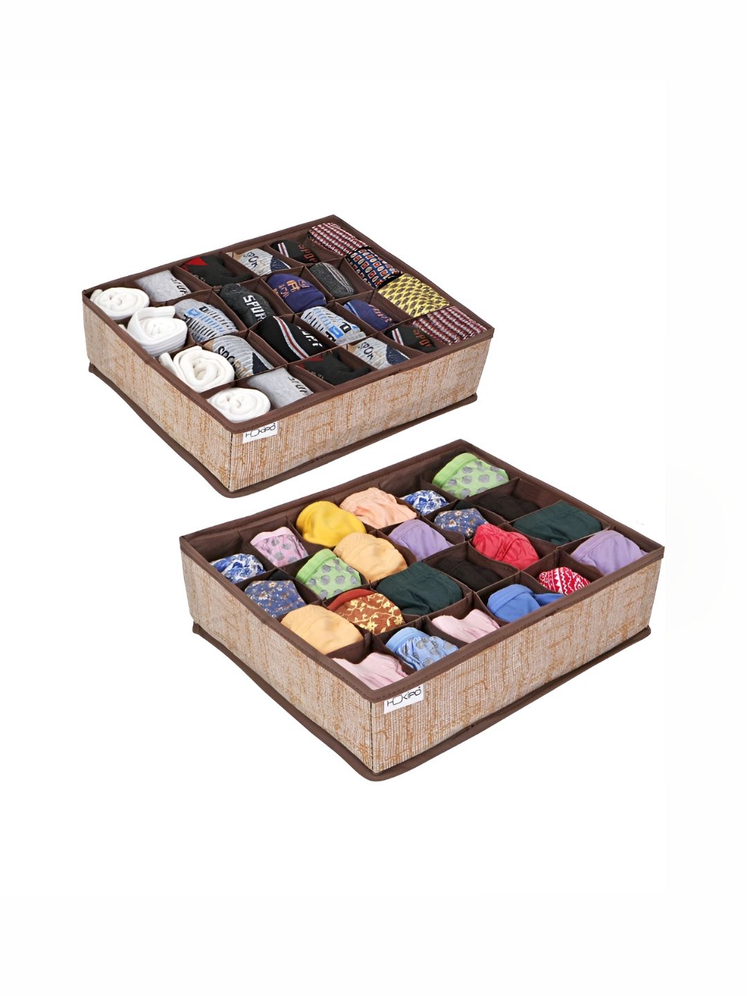 HOKIPO Brown 2 Pieces Lingerie Organizers
