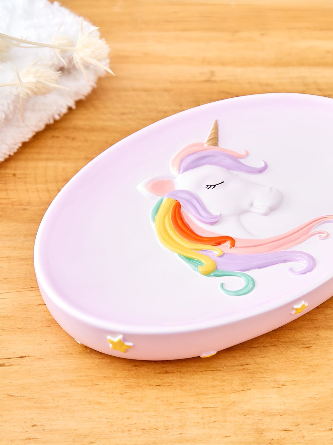 Home Centre Purple & Yellow Textured Polyresin Soap Dish