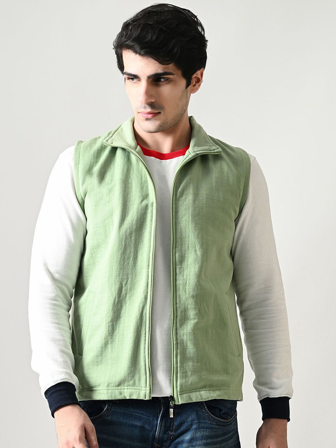 BAESD Men Fleece Lightweight Open Front Jacket with Embroidered