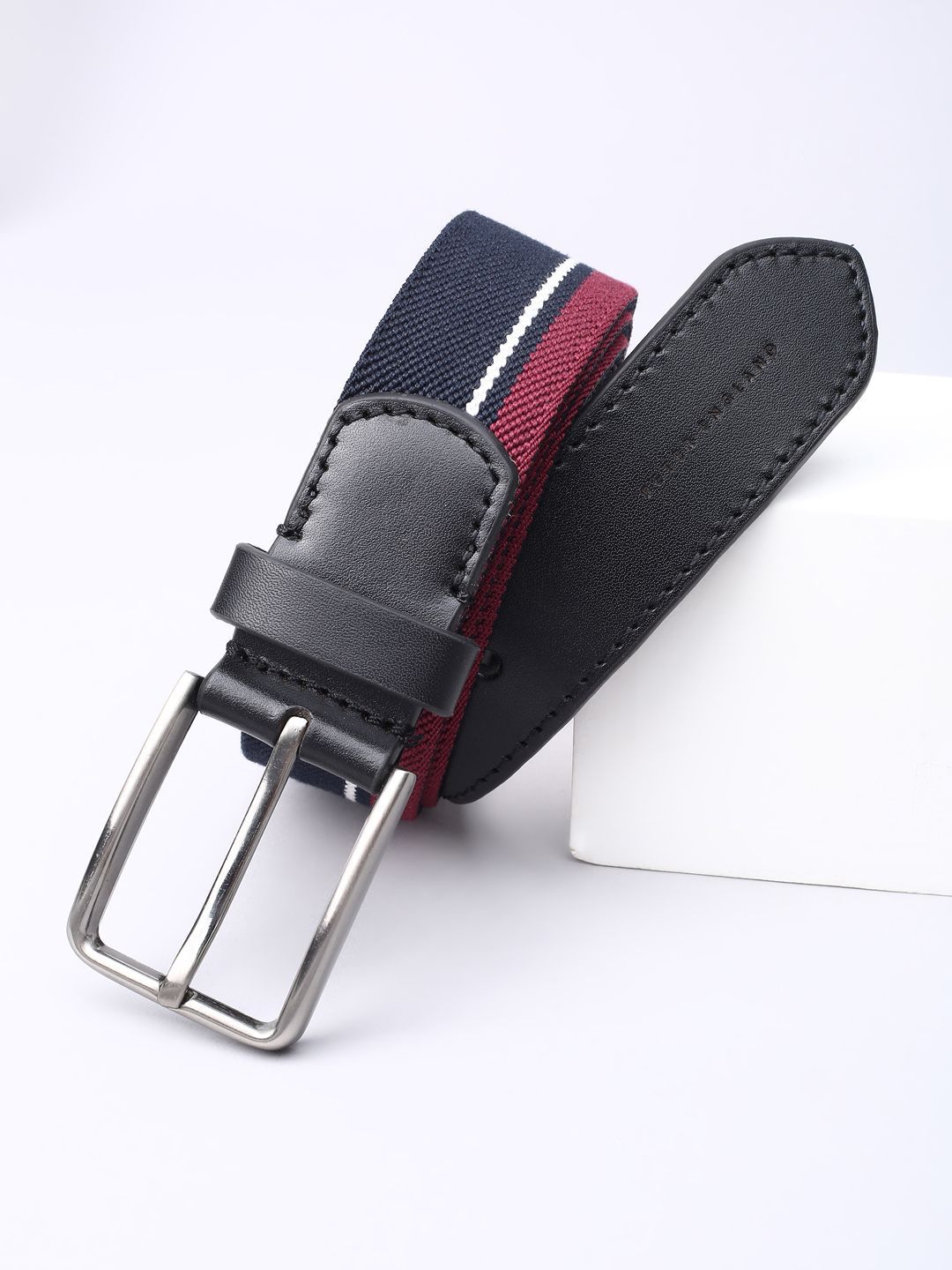 Peter England Men Striped Leather Belt