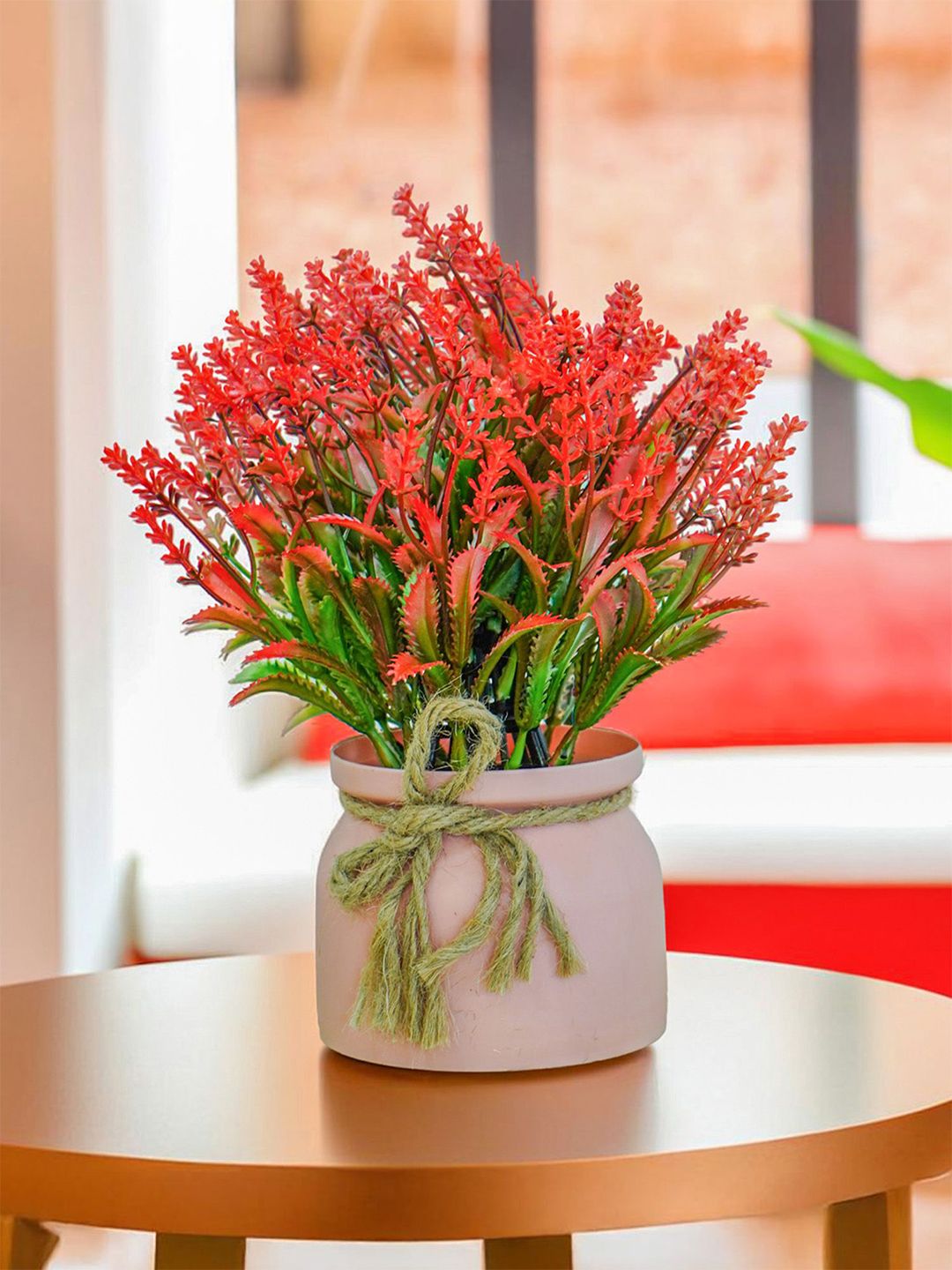 Ekhasa Nostrae by Ekhasa Red 1 Pieces Artificial Flower With Pot